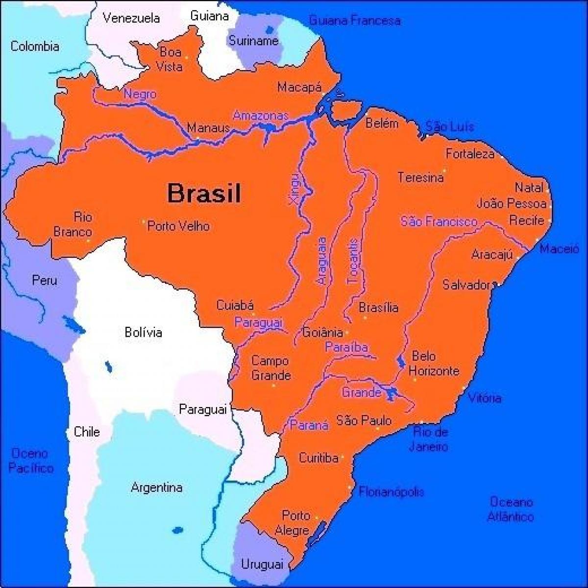 Brasil ríos mapa - Brasil mapa ríos (Sur América - Américas)